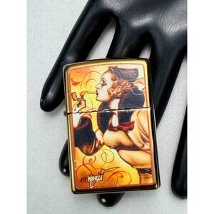 Zippo Brass Lighter Mazzi Windy Girl Art Type A Collectable MDe In USA